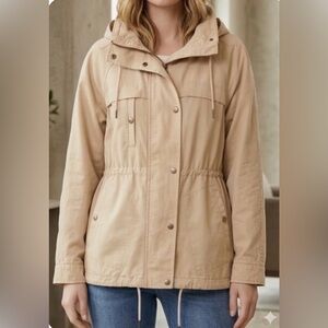 Ann Taylor Loft Trench Utility Coat Anorak Beige Tan Color Size Medium